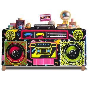 lot 20022 image: xbaiyanr 6FT 80s 90s Theme Party Tablecloth, 80s 90s Decorations for Back to 80s 90s Hip Hop Birthday Party - Retail $22