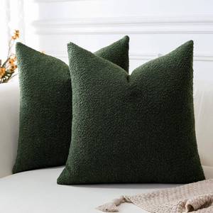lot 20023 image: OTOSTAR Pack of 2 Textured Boucle Throw Pillow Covers Square Pillow Cases Cozy Soft Decorative Couch Cushion Case for Chair Sofa Bedroom Living Room Home Decor 24 x 24 Inch, Forest Green - Retail $17