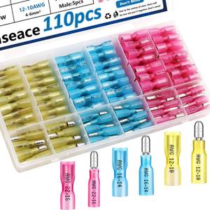 lot 20036 image: smseace 66PCS Bullet Connectors Assortment Kit 22-10AWG Waterproof Bullet Connectors for Wiring Heat Shrink FemaleandMale Terminal for Automotive Boat Stereo Industrial Equipment - Retail $9