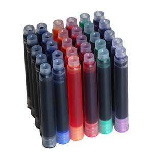 lot 20054 image: 30 PCS Jinhao Fountain Pen Ink Cartridges Refill 6 Colors Set, Black, Blue, Apple Green, Purple, Red and Orange International Standard Size 2.6mm Bore Diameter - Retail $9