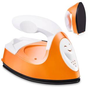 lot 20056 image: Honoson Mini Craft Iron Mini Heat Press Small Iron Portable Handy Tiny Flatiron with Charging Base Accessories for Fuse Beads Patch DIY Shoes T-Shirts Heat Transfer Vinyl Projects(Orange) - Retail $10