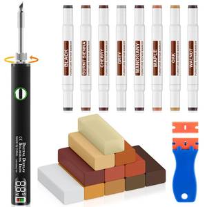 lot 20064 image: Vinyl Floor Repair Kit with Upgraded Heat Pen - 11 Colors Hardwood Wax 8 Colors Dual Tip Furniture Touch Up Markers, Laminate Flooring Scratch Repair Kit Covers Wooden Scratches, Cracks, Holes - Retail $25