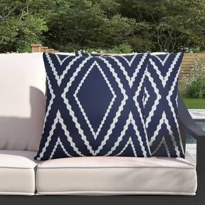 lot 20080 image: Adabana Outdoor Waterproof Throw Pillow Covers Set of 2 Boho Geometric Pillows Cover for Patio Garden 16 x 16 Inch Navy Blue - Retail $14