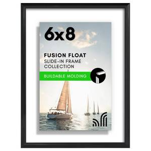 lot 20086 image: Americanflat 6x8 Floating Picture Frame with Shatter-Resistant Glass - Fits 5x7 Photos or Smaller - Slide-In Photo Frame - Fusion Float Collection - Floating Frame for Tabletop or Wall Display - Black - Retail $9