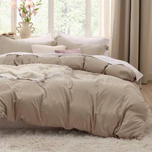 lot 15691 image: Bedsure King Size Comforter, Beige, 2 Pillowcases
