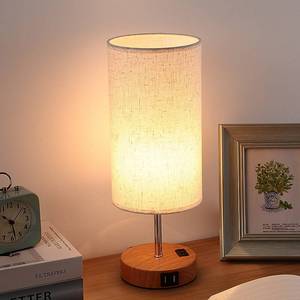 lot 15707 image: Beige Desktop Lamp with USB-C Port