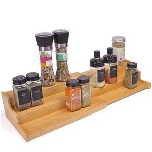 lot 13119 image: JinDoWin Spice Rack Organizer For Cabinet, Spice Organization For Cabinet, Spice Rack For Countertop,15.7 Inch Adjustable Seasoning Organizer Spice Organizer (2 Pack, Large) - Retail $327