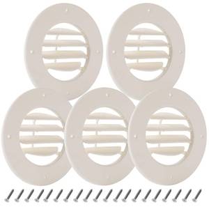 lot 13129 image: Calvana (5-Pack) 6.5 RV Ceiling Vent Covers for Inside Camper, RV AC Vent Cover Replacement, Fits 4-58in Ducts, Rotatable Slats for Directional Airflow, White - Retail $26in