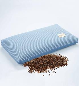 lot 13131 image: EDMILE Buckwheat Pillows for Sleeping, Adjustable Hulls Firm Pillow Neck Head Back Shoulder Support for Pain Relief, Small Bed Pillow for Side Back Sleepers, Blue 19X11in - Retail $35in