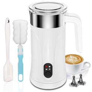 lot 13139 image: Ovetedot Milk Frother, 4-in-1 Milk Frother and Steamer, 10.1oz300ml Automatic Hot and Cold Foam Maker and Milk Warmer, Electric Milk Frother for Coffee, Latte, Cappuccino, Matcha(White) - Retail $40