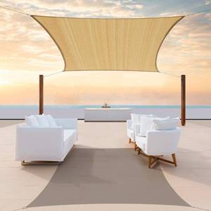 lot 13146 image: ColourTree 12ft x 12ft Sand Beige Sun Shade Sail Rectangle CTSLR12 - Canopy Mesh Fabric UV Block UPF50 - Commercial Heavy Duty - 190 GSM - 3 Years Warranty (We Make Custom Size) - Retail $55