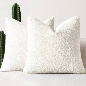 lot 13153 image: MIULEE 20x20 Inch Decorative Pillow Covers for Couch Bed Set of 2 Textured Boucle Neutral Throw Pillows Christmas White Accent Solid Cushion Pillowcase Cozy Soft Sofa Livingroom Home Decor - Retail $21
