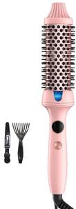 lot 14271 image: Desalo 1.5 Thermal Brush for Voluminous Blowout Curls, Negative Ion Heated Round Brush for Shiny and Anti-frizz Styling, 12 Heat Settings for All Hair Type, Dual Voltage, Even Heat Distribution - Retail $20
