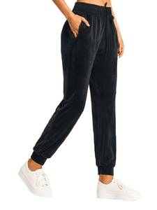 lot 14279 image: Conceited Velvet Joggers for Women - Soft Warm Velour Pants - Charcoal Grey - Medium - Retail $28