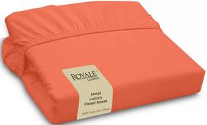 lot 14301 image: Royale Linens Fitted Sheet Twin XL - Ultra Soft 1800 Brushed Microfiber - Hotel Luxury Bottom Sheets - Wrinkle Free and Fade Resistant - Deep Pocket Fitted Sheet Only (Twin XL, Coral) - Retail $12