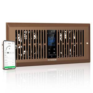 lot 15840 image: VIVOSUN Quiet Register Booster Fan for   in Holes, Cooling Heating Vent Fan with 10-Speeds App Control andAdjustable Wind Direction, Thermostat Control for Bedroom, Bathroom andAttic, Brown - Retail $50in