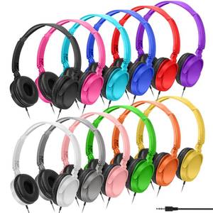 lot 15851 image: 12 Pieces Kids for School Classroom Multi Color on Ear Bulk Headphones Student Headphones 3.5 mm Jack Earphones for Boys and Girls Computer Lab Library Headset