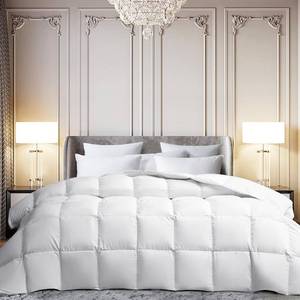 lot 15852 image: Martha Stewart White Goose Feather Down Fiber Comforter Queen Size- Lightweight Duvet Insert, Noiseless Fabric with 44oz Filled Luxury Cloud Fluffy Bed Comforter with 8Corner Loops, White 90x90inch - Retail $120