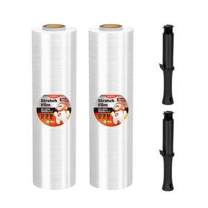 lot 15857 image: MUNBYN Shrink Wrap, Stretch Wrap with Handles, Stretch Film Roll Industrial Strength, Plastic Wrap for Pallet Wrapping Shipping Moving, 15 Inch x 1000 Ft, 2 Pack, 60 Gauge - Retail $30