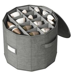 lot 15861 image: Vailando Shoe Organizer for Closet - Cylindrical Shoe Storage Organizer with Removable Dividers, Rectangular Compartment, Foldable, Gray, 1-Pack - Retail $33