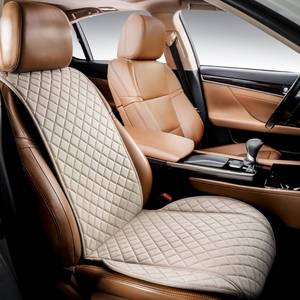 lot 15893 image: IVICY Faux Linen Car Seat Cover for Cars - Durable and Non-Slip - Front Car Seat Protector Covers for Most Automotive, Vans, SUVs, Trucks - 1 Unit - Light Beige - Retail $40