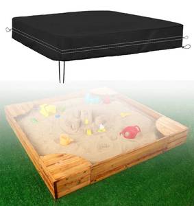 lot 15895 image: Sandbox Cover, Square Sandbox Cover Waterproof, Outdoor Toddlerfts Large Sand Box Covers for Sand Protection (Black, 60 Long x 60in Wide x 8 inhigh) - Retail $29in