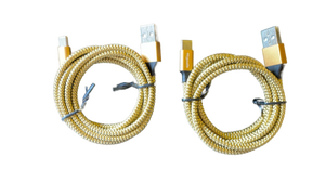 lot 16141 image: Premium Gold Braided USB-A to USB-C Charging Cable 2pk - Retail $12