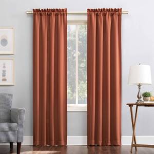 lot 16152 image: Sun Zero Easton Energy Saving Blackout Rod Pocket Curtain Panel, 40 x 84in, Terracotta - Retail $10in