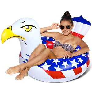 lot 16159 image: Bheddi American Inflatable Eagle Pool Tube - Inflatable Pool Ring with Fast Valves - Suitable for Beach Swimming Pool Party Lounge Raft(White) - Retail $20