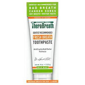 lot 16166 image: TheraBreath Fresh Breath Dentist Formulated 12-Hour Toothpaste, Mild Mint, 4 Ounce (Pack of 2), Packaging may vary - Retail $19