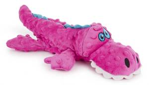 lot 16177 image: goDog Gators Squeaky Plush Dog Toy, Chew Guard Technology - Pink, Large - Retail $13