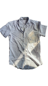 lot 16178 image: Four Way Stretch Striped Button-Down Shirt S - Retail $15