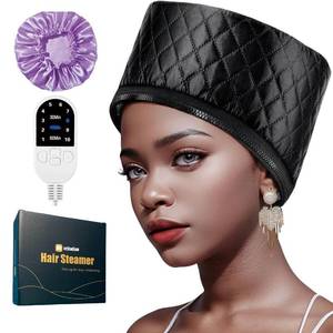 lot 16181 image: Heat Cap for Deep Conditioning, Thermal Steam Cap for Hair Treatment, Hair Steamer for Black Natural Hair, 10-Level Quick Heating Caps for Home Use. - Retail $23