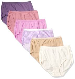 lot 16184 image: JUST MY SIZE Womenfts Plus Size Cool Comfort Cotton High Brief 6-Pack, Assorted, 11 (16156C) - Retail $12