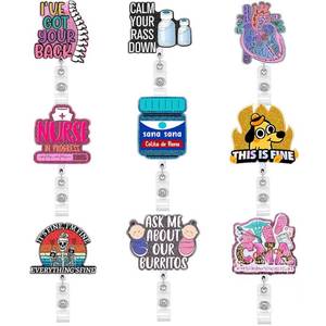 lot 16195 image: PIGIAOKA 9Pcs Nurse Badge Reels Retractable Badge Reels Cute Themed Badge Holders Clips for Doctor Students Hospital Nurses Clinic Medical Assistant ID Badges Name Cards Lanyards Nursing Gift - Retail $7