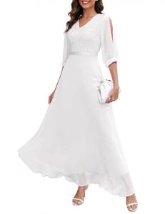 lot 16199 image: Wedtrend Womenfts Sequin Dress Glitter Wedding Guest Dress 34 Sleeve Evening Party Dress Formal Gowns and Evening Dress WT0317WhiteXL - Retail $60