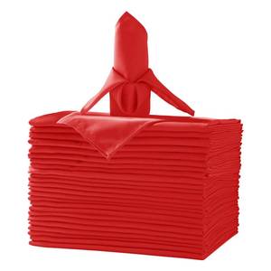 lot 16200 image: 25pcs Polyester Cloth Napkins - 17 x 17 inch Red Washable Dinner Napkins with Hemmed Edges for RestaurantWeddingHotel(25,Red) - Retail $20