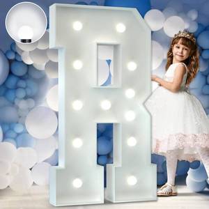 lot 16205 image: Marquee Letters 4 Feet Tall Large Light Up Letters Baby Shower Decorations Wedding Engagement Proposal White Party Decorations Marry Me Mr and Mrs Sign Big Cardboard Backdrop R - Retail $37