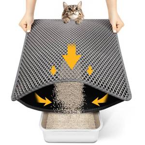 lot 16209 image: Cat Litter Mat New Size 23.6x14.6in for Small Spaces, Upgrade Super Waterproof Back Layer Litter Box Mat, Non Slip, Durable, Soft on Paws Kitty Trapping Matt, Gray - Retail $6in