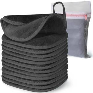 lot 16216 image: Makeup Remover Cloth, 6 x 6in Makeup Remover Towels Reusable Face Cloth for Washing Face, Makeup Remover Pads Microfiber Face Washcloth with Mesh Bag, 12 Pack, Grey - Retail $10in