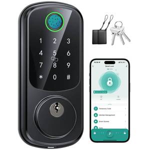 lot 19914 image: Smart Locks for Front Door, Fingerprint Keyless Entry Door Lock with Security Smart Deadbolt and Touchscreen Keypad, App Control, Auto Lock, Easy Install, Matte Black, (2025 Upgrade) - Retail $38