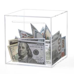 lot 20290 image: Kypeeka Clear Acrylic Piggy Bank for Adults Kids, Clear Money Saving Box Must Break to Open, Unopenable Piggy Bank for Cash Coins - 4.72 - Retail $12in