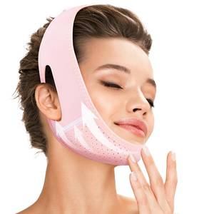 lot 20291 image: Juskaa Reusable V Line Lifting Mask with Chin Strap for SleepingJaw Exerciser,Light Pink,M&nbsp
