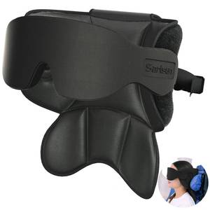 lot 20293 image: SARISUN Travel Pillows for Airplanes, Airplane Pillow with 3D Sleep Eye Mask, 360° Head Support, Stop Bobblehead Plane Travel Essentials, Adjustable Airplane Head Strap for Budget Airlines, Black - Retail $21