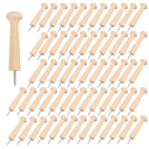 lot 20304 image: GNIEMCKIN 50 PCS 2.76 Inch Wooden Pegs - Unfinished Wood Shaker Pegs, Screw-on, Functional and Versatile - Retail $28