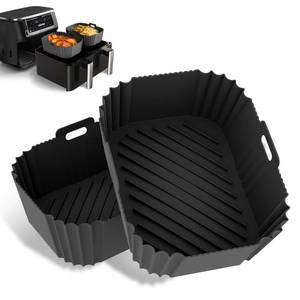 lot 20315 image: CEGOUT 2PCS Non-Stick Silicone Air Fryer Liners for Ninja DZ201DZ401 DZ550 8-10 QT, COSORI 2 Basket Air Fryer, Baking Tray, Air Fryer Accessories - Retail $10