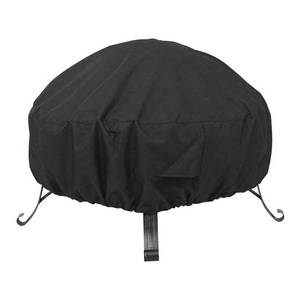 lot 6389 image: vchin Round Fire Pit Cover 40-44 Inch 600D Heavy Duty Gas Firepit Cover with Drawstring and Handles, PVC Coating Waterproof and Fade Resistant (44 Dia x 18in H) - Retail $26in