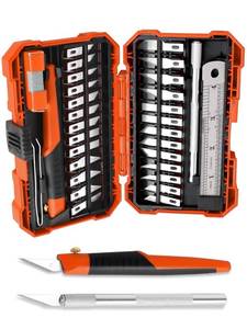 lot 6394 image: SUNBABA Exacto Knife Set 31-Piece Precision Multifunctional Carving Tool Set  T10 Steel Blade  Ergonomic Handle  Essential Set for WoodworkingLeatherModelingDIY Art Creation