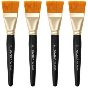 lot 6416 image: 1 12 inch Flat Paint Brushes for Acrylic Painting,4 Pieces 38mm Large Craft Basecoating PaintBrushes with Wooden Handle for Acrylic, Oil, Body, Facial mask Brushes - Retail $12
