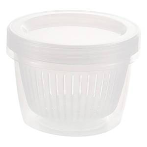 lot 6417 image: Fridge Scallion Box, Round Storage Container, Preservation Design Space Saving Portable Draining, for Ginger Garlic Vegetables, Transparent Plastic with Sealing Lid - Retail $9